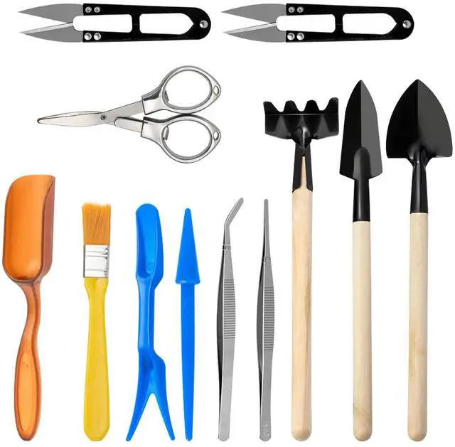 Main image of Mini Garden Tool Set, 12pcs Portable Gardening Hand Tools Set, Multiple Miniature Succulent Tools Set Easy to Carry for Seedlings, Bonsai, Succulents, Terrariums and Planting