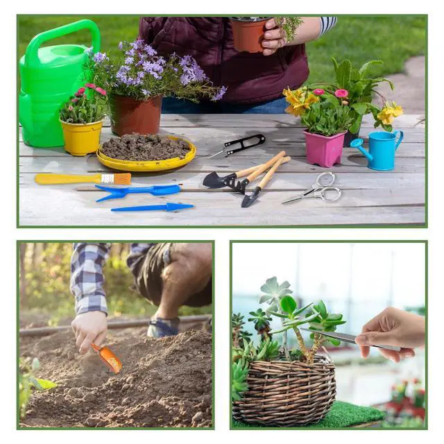Alt view image 3 of 6 - Mini Garden Tool Set, 12pcs Portable Gardening Hand Tools Set, Multiple Miniature Succulent Tools Set Easy to Carry for Seedlings, Bonsai, Succulents, Terrariums and Planting