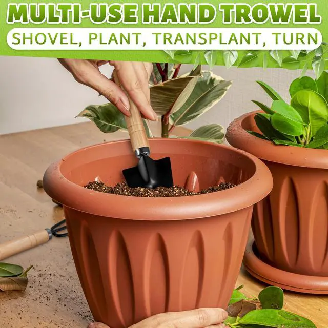 Alt view image 7 of 7 - 3 Pcs Mini Gardening Tools Mini Garden Tools Set with Narrow Shovel, Wide Shovel & Hand Rake, Stainless Steel Heads with Ergonomic Wooden Handles Potting & Transplanting Kit for Indoor Plant Care