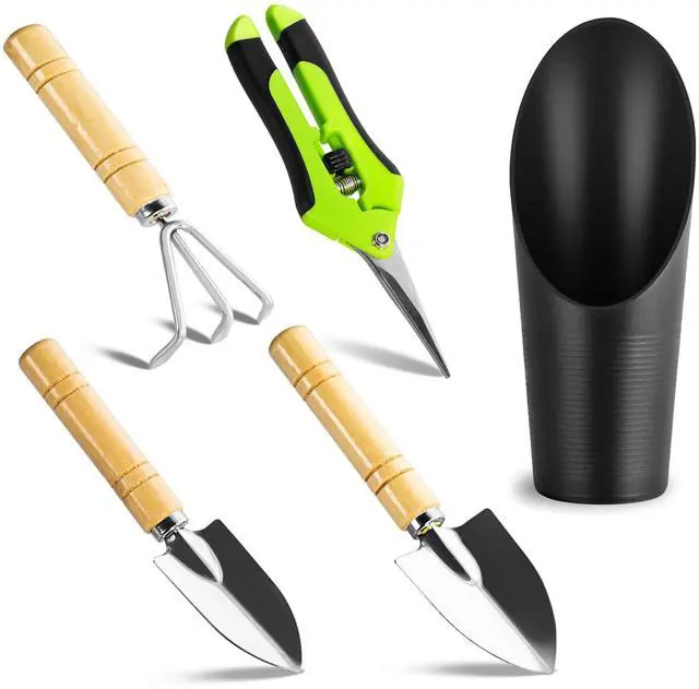Main image of 5Pcs Succulent Tools Mini Garden Small Gardening Tools Indoor, Pruning Shear Gardening Scissors, Hand kit for Bonsai, Cactus, Fairy, Houseplant of Transplanting, Repotting, Seedling Soil