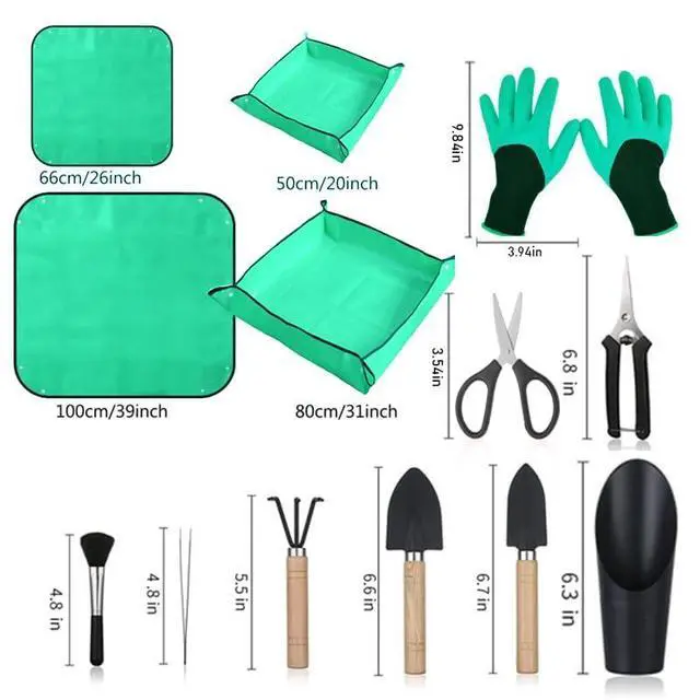 Alt view image 2 of 7 - Plant Repotting Mat for Garden, 2 PCS Waterproof Potting Mats, Foldable Indoor Plant Mat, Portable Mini Garden Tool Set, 12 PCS Succulent Garden Tool Set,Square Garden Potting Tray,Gifts for Women