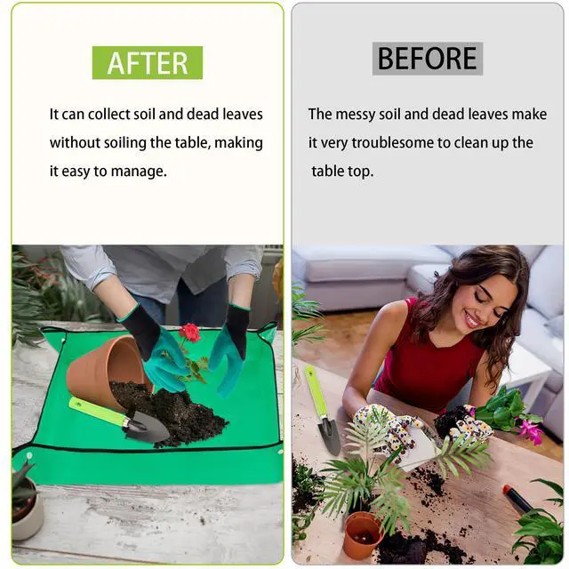 Alt view image 4 of 7 - Plant Repotting Mat for Garden, 2 PCS Waterproof Potting Mats, Foldable Indoor Plant Mat, Portable Mini Garden Tool Set, 12 PCS Succulent Garden Tool Set,Square Garden Potting Tray,Gifts for Women