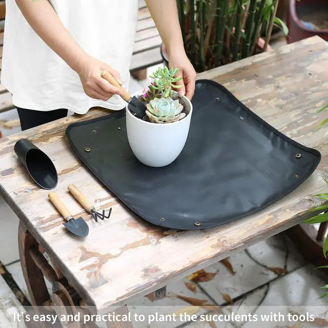 Alt view image 5 of 7 - 5Pcs Succulent Tools, Mini Garden Tools,Plant Potting Mat as Plant Accessories,Succulent Gardending Hand Tools Kit for Seedling Soil,Caring Succulent,etc,Gifts for Womans Gardening work(No Flowerpot)