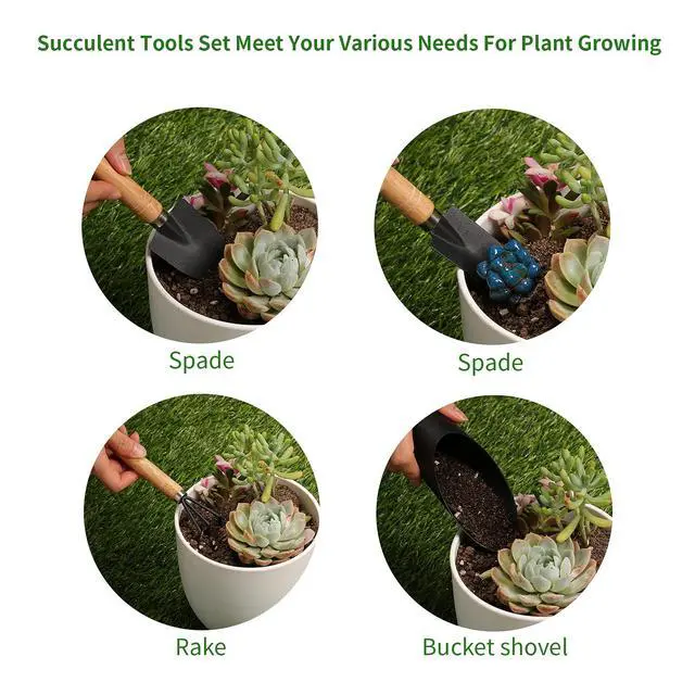 Alt view image 3 of 7 - 5Pcs Succulent Tools, Mini Garden Tools,Plant Potting Mat as Plant Accessories,Succulent Gardending Hand Tools Kit for Seedling Soil,Caring Succulent,etc,Gifts for Womans Gardening work(No Flowerpot)