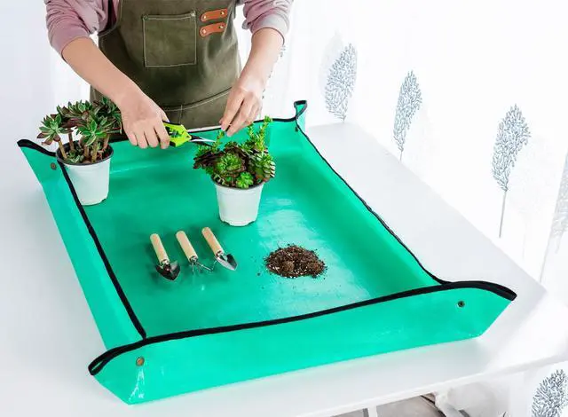 Alt view image 4 of 6 - Plant Repotting Mat, 5Pcs Succulent Tools Mini Garden Small Gardening Tools Indoor, Pruning Shear Gardening Scissor, Hand kit for Bonsai, Cactus, Fairy, Houseplant Transplanting, Seedling