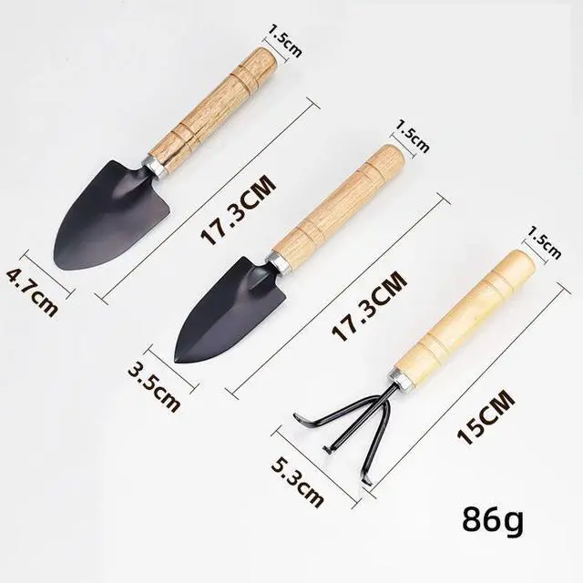 Alt view image 2 of 7 - 3 Pcs Mini Gardening Tool Set, Shovel, Spade, Rake Kit with Ergonomic Wooden Handles, Ideal for Planting, Weeding and Cultivating, Gardening Plant Tool for Cactus Herbs Indoor Miniature Plants (1 Set)