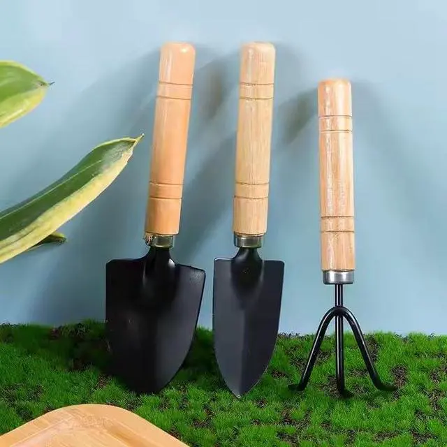 Alt view image 5 of 7 - 3 Pcs Mini Gardening Tool Set, Shovel, Spade, Rake Kit with Ergonomic Wooden Handles, Ideal for Planting, Weeding and Cultivating, Gardening Plant Tool for Cactus Herbs Indoor Miniature Plants (1 Set)