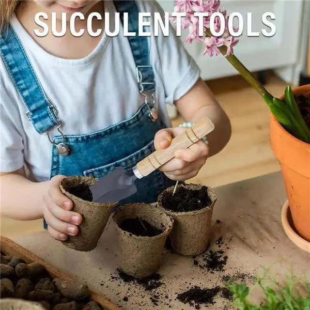 Alt view image 7 of 7 - 3 Pcs Mini Gardening Tool Set, Shovel, Spade, Rake Kit with Ergonomic Wooden Handles, Ideal for Planting, Weeding and Cultivating, Gardening Plant Tool for Cactus Herbs Indoor Miniature Plants (1 Set)