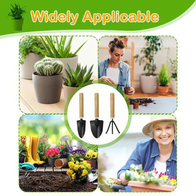 Alt view image 6 of 6 - Small Garden Tools,3 Pcs Mini Garden Tools Set,Include Small Trowel,Mini Shovel and Hand Rake,Heavy Duty Indoor Gardening Plant Tools Set for Succulent,Bonsai,Pot Plants,Potting Tools Kit