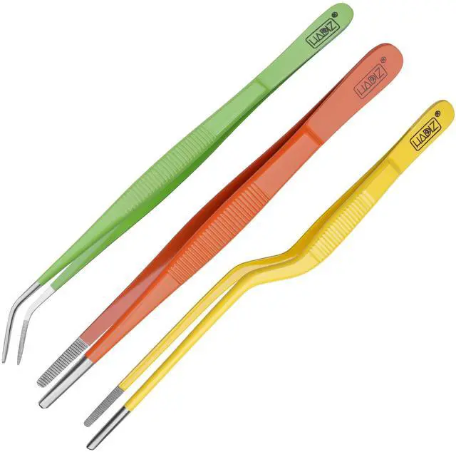 Main image of Garden Tweezers set of 3,15cm Size Stainless Steel for Succulents & Cactus Plant Care and Maintenance Multi Purpose Tools