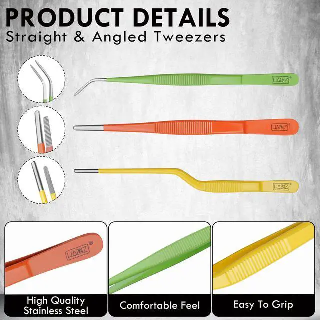 Alt view image 3 of 7 - Garden Tweezers set of 3,15cm Size Stainless Steel for Succulents & Cactus Plant Care and Maintenance Multi Purpose Tools