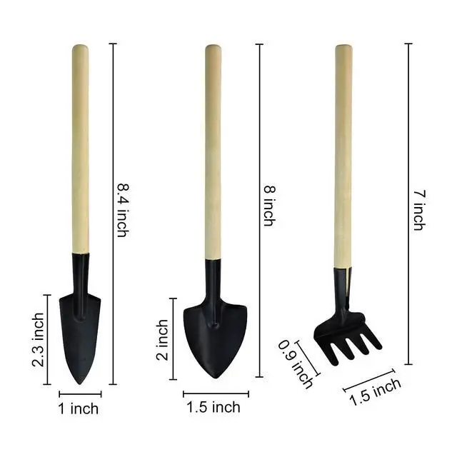 Alt view image 6 of 7 - Mini Gardening Tools, 3pcs Portable Garden Hand Tools Set, Miniature Gardening Rake Trowel and Shovel for Seedlings, Bonsai, Succulents, Herbs, Terrariums and Planting (3pcs)