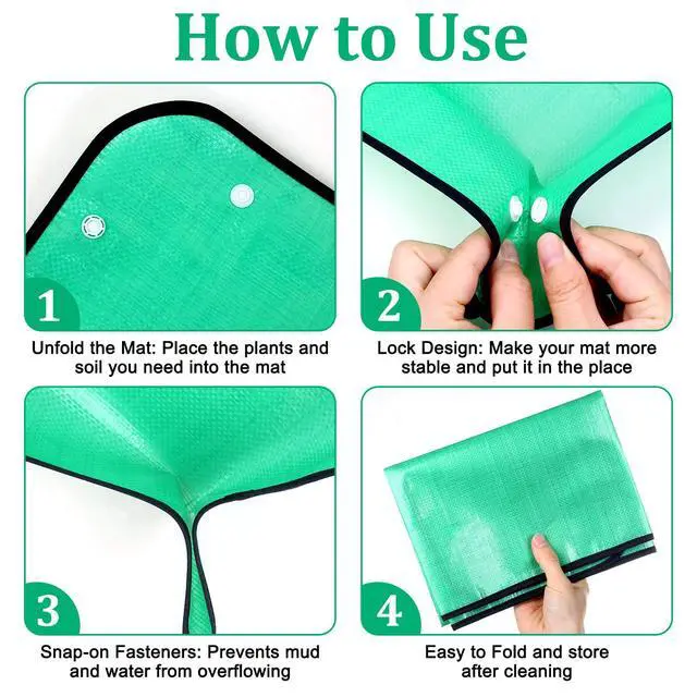 Alt view image 4 of 7 - Plant Repotting Mat for Garden, 2 Pcs Waterproof Potting Mat Foldable Indoor Plant Mats Portable Square Gardening Mat Potting Tray with 6 Pcs Mini Garden Tools Set for Plant Lovers Gardening Gifts