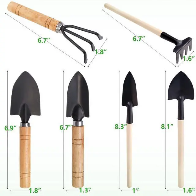 Alt view image 5 of 6 - Small Garden Tool Set, 6 Pieces Iron Gardening Kit Including Hand Shovel, Transplant Shovel and Hand Rake with Wood Non-Slip Handle Perfect for Plant Lovers