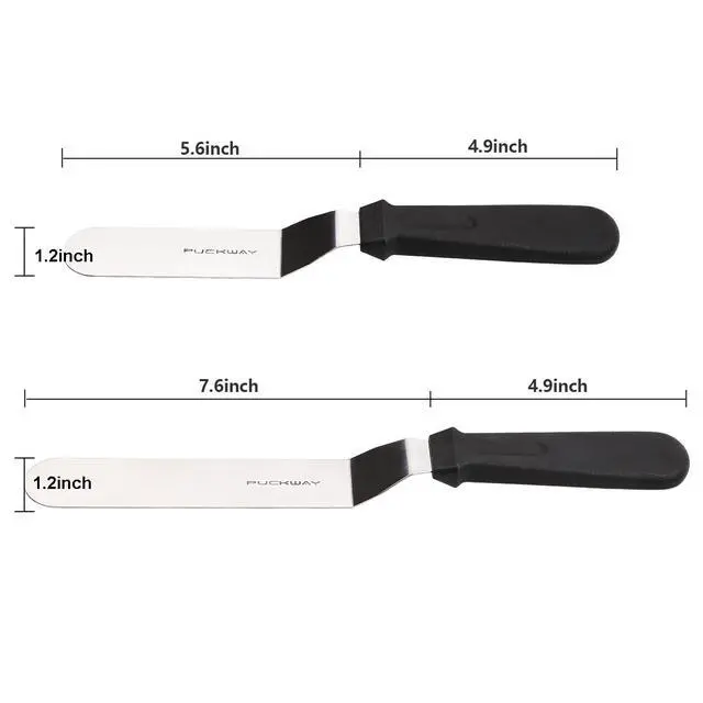 Alt view image 2 of 7 - Angled Icing Spatula, Stainless Steel Offset Spatula, Cake Spatula Set of 2 Black 6, 8 inch Blade