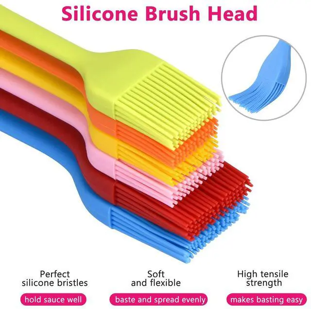 Alt view image 4 of 7 - Silicone Basting Brush Set 6 Pack Heat Resistant Pastry Brushes Spread Oil Butter Sauce for BBQ Grill Barbeque Kitchen Baking Cooking Pastries, 2 Large & 4 Small