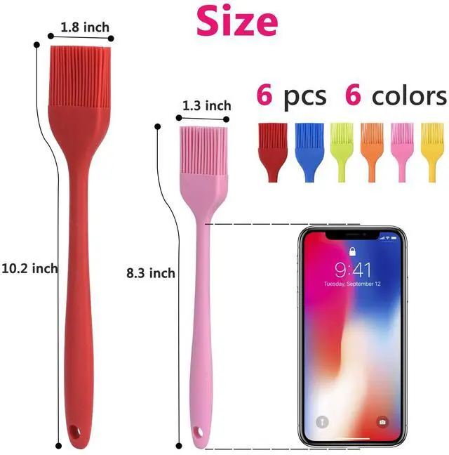 Alt view image 2 of 7 - Silicone Basting Brush Set 6 Pack Heat Resistant Pastry Brushes Spread Oil Butter Sauce for BBQ Grill Barbeque Kitchen Baking Cooking Pastries, 2 Large & 4 Small