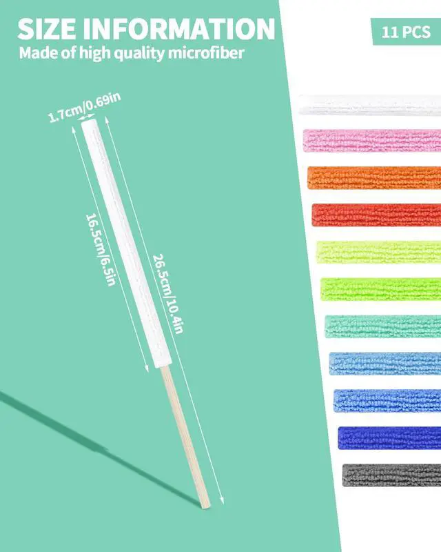 Alt view image 2 of 7 - 11 PCS Microfiber Detail Duster Sticks, Mini Duster Crevice Cleaning Tool for Car Air Vents, Blinds, Fans, Windows, Small Spaces, Gap Dust Cleaner