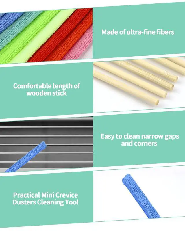 Alt view image 4 of 7 - 11 PCS Microfiber Detail Duster Sticks, Mini Duster Crevice Cleaning Tool for Car Air Vents, Blinds, Fans, Windows, Small Spaces, Gap Dust Cleaner