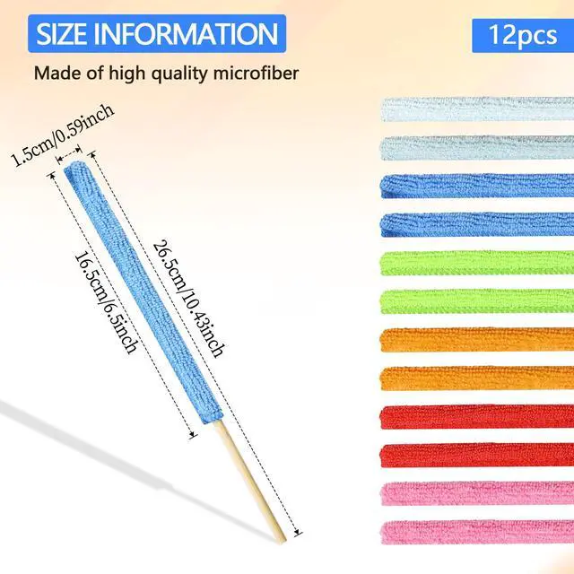 Alt view image 2 of 7 - 12 Pcs Microfiber Detail Duster Sticks Fan Cleaning Brush Crevice Cleaning Tool AC Vent Cleaner Mini Split Cleaning Kit Fan Blade Cleaner Dusters for Cleaning Home Car Window Blind(Multicolors)