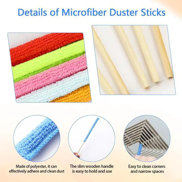 Alt view image 3 of 7 - 12 Pcs Microfiber Detail Duster Sticks Fan Cleaning Brush Crevice Cleaning Tool AC Vent Cleaner Mini Split Cleaning Kit Fan Blade Cleaner Dusters for Cleaning Home Car Window Blind(Multicolors)
