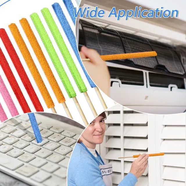 Alt view image 7 of 7 - 12 Pcs Microfiber Detail Duster Sticks Fan Cleaning Brush Crevice Cleaning Tool AC Vent Cleaner Mini Split Cleaning Kit Fan Blade Cleaner Dusters for Cleaning Home Car Window Blind(Multicolors)