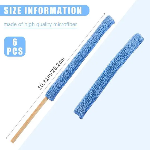 Alt view image 2 of 6 - 6 Pieces Microfiber Detail Duster Sticks Mini Duster Crevice Cleaning Tool Car Air Vent Cleaner Fan Cleaning Brush for Home Air Vent Window The Smallest Spaces