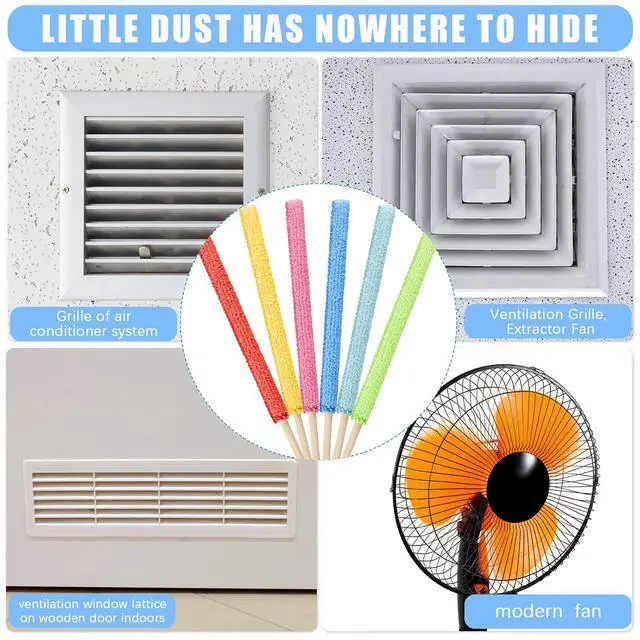 Alt view image 4 of 6 - 6 Pieces Microfiber Detail Duster Sticks Mini Duster Crevice Cleaning Tool Car Air Vent Cleaner Fan Cleaning Brush for Home Air Vent Window The Smallest Spaces