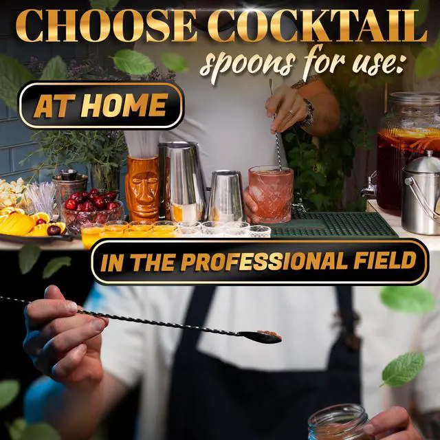 Alt view image 5 of 7 - 4 Pcs Black Bar Spoons Cocktail Mixing Spoon Set 12 Inches Stainless Steel Stirring Spoons with Twisted Spiral Handle Ideal for Cocktails, Iced Tea, Iced Latte | Home & Coffee Bar Sugar Spoon