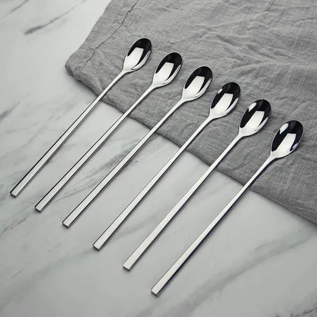 Alt view image 2 of 7 - Long Handle Spoon, Coffee Stirrers, 9-inch Ice Tea Spoon,Premium 18/10 Stainless Steel Iced Teaspoon for Mothers Milks Tea Mixing Cocktail Stirring Coffee Milkshake Cold Drink, Set of 6