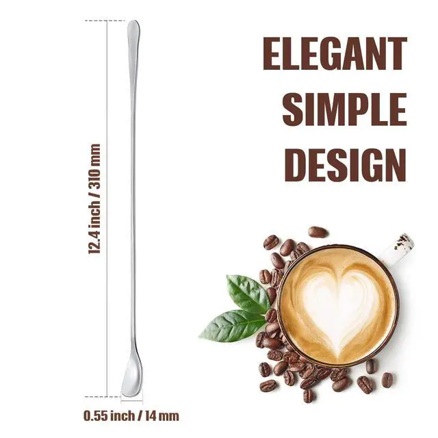 Alt view image 2 of 7 - 8 Pieces Stainless Steel Bar Spoon Stirrers Mixing 12.4 Inch for Cocktail Bar Coffee Drinks Stir Sticks Spoon Long Teaspoons for Stirring