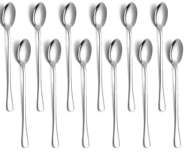 Main image of Long Handle Iced Tea Spoons 12 Pieces 7.87", Stainless Steel Coffee Spoon, Ice Cream Spoons, Latte Spoon for Mothers Milks Tea Mixing Cocktail Stirring Coffee Milkshake Cold Drink