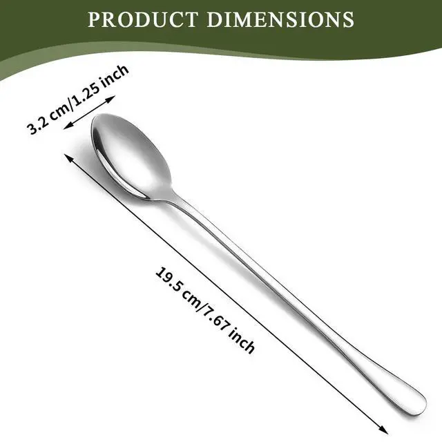 Alt view image 2 of 7 - Long Handle Iced Tea Spoons 12 Pieces 7.87", Stainless Steel Coffee Spoon, Ice Cream Spoons, Latte Spoon for Mothers Milks Tea Mixing Cocktail Stirring Coffee Milkshake Cold Drink
