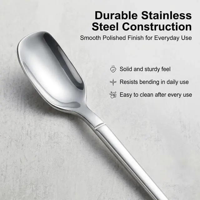 Alt view image 5 of 7 - Iced Tea Spoons Long Handle, 11.4-Inch Extra Long Stirring Spoons for Tall Glasses Stainless Steel Long Handle Spoons for Iced Coffee, Milkshake, Sundae, Ice Cream & Cocktail, Set of 4