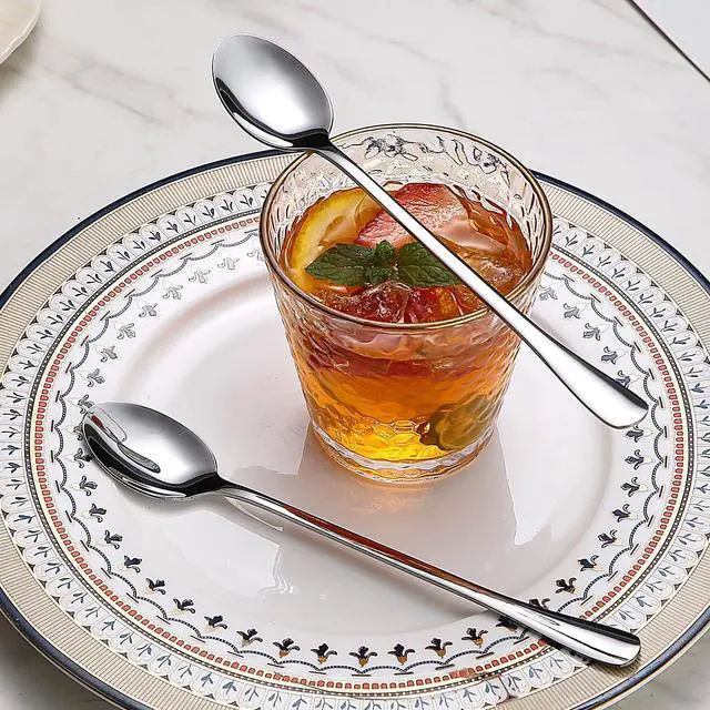Alt view image 7 of 7 - Long Handle Iced Tea Spoons 12 Pieces 7.87", Stainless Steel Coffee Spoon, Ice Cream Spoons, Latte Spoon for Mothers Milks Tea Mixing Cocktail Stirring Coffee Milkshake Cold Drink