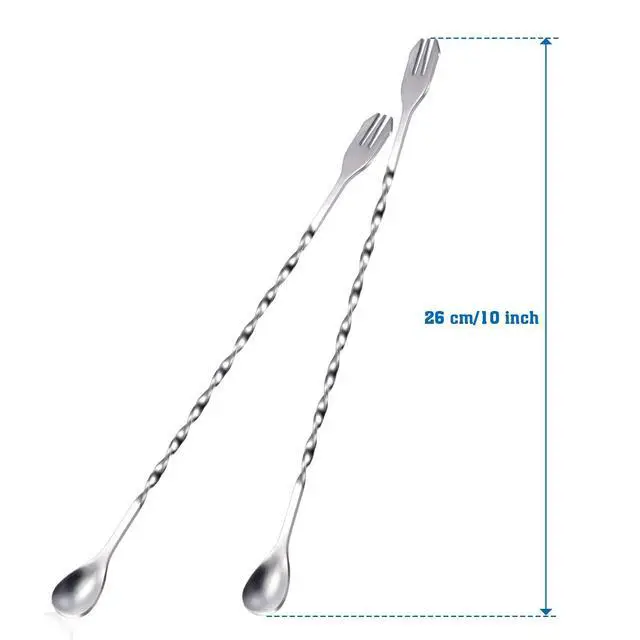 Alt view image 2 of 7 - 8 Pcs 10 Inch Long Bar Spoon Cocktail Spoon Stirring Mixing Stainless Steel Spiral Pattern Stirrers Spoons Dirty Soda Bar Supplies Gift for Bartender Home (Silver)