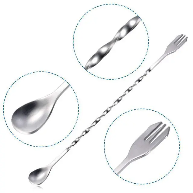 Alt view image 3 of 7 - 8 Pcs 10 Inch Long Bar Spoon Cocktail Spoon Stirring Mixing Stainless Steel Spiral Pattern Stirrers Spoons Dirty Soda Bar Supplies Gift for Bartender Home (Silver)