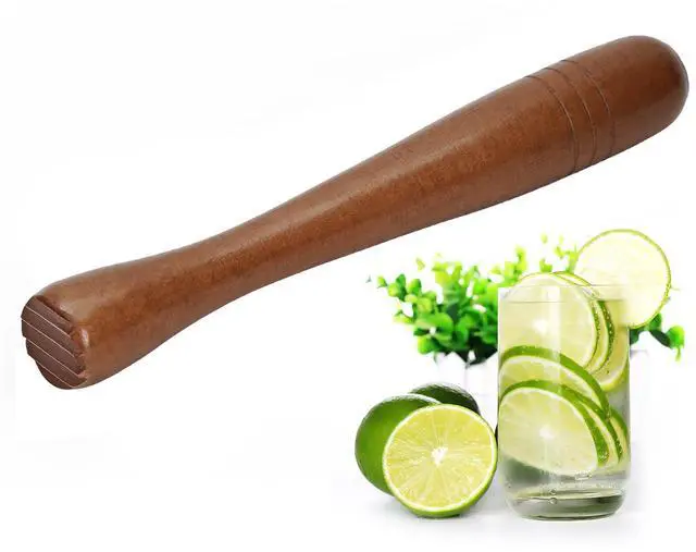 Main image of 7.6" Brown Wooden Muddler for Cocktails Durable Wood Ice Crusher Stylish Wooden Mojito Muddler Bar Tool Handy Cocktail Muddler- Perfect Masher Kitchen Tool for Garlic Avocado Herbs and Fruits