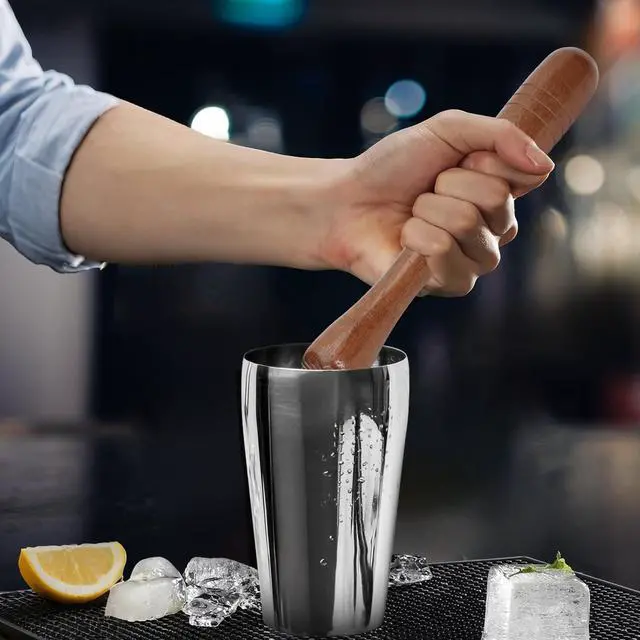 Alt view image 5 of 6 - 7.6" Brown Wooden Muddler for Cocktails Durable Wood Ice Crusher Stylish Wooden Mojito Muddler Bar Tool Handy Cocktail Muddler- Perfect Masher Kitchen Tool for Garlic Avocado Herbs and Fruits