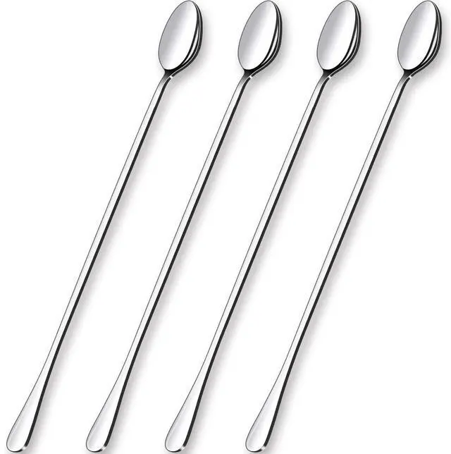 Main image of 12-Inch Long Handle Mixing Spoons, Iced Teaspoons, Ice Cream Spoon, Stainless Steel Cocktail Stirring Spoons, Set of 4