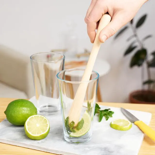 Alt view image 4 of 7 - Smash Wooden Muddler for Cocktails with Ergonomic Contoured Handle, Durable Cocktail Muddlers, Herbs and Fruit Crushers, Home Bar Accessories, 9.75", Set of 1