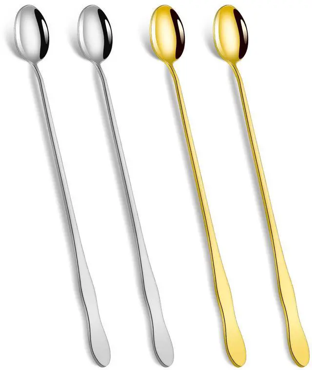 Main image of 10 Inch Long Stainless Steel Bar Spoons, Cocktail Coffee Iced Tea, 4 Pack