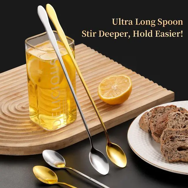 Alt view image 3 of 7 - 10 Inch Long Stainless Steel Bar Spoons, Cocktail Coffee Iced Tea, 4 Pack