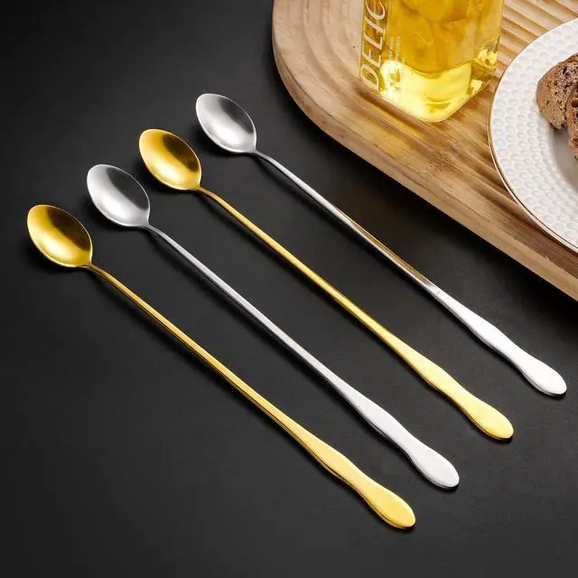 Alt view image 5 of 7 - 10 Inch Long Stainless Steel Bar Spoons, Cocktail Coffee Iced Tea, 4 Pack