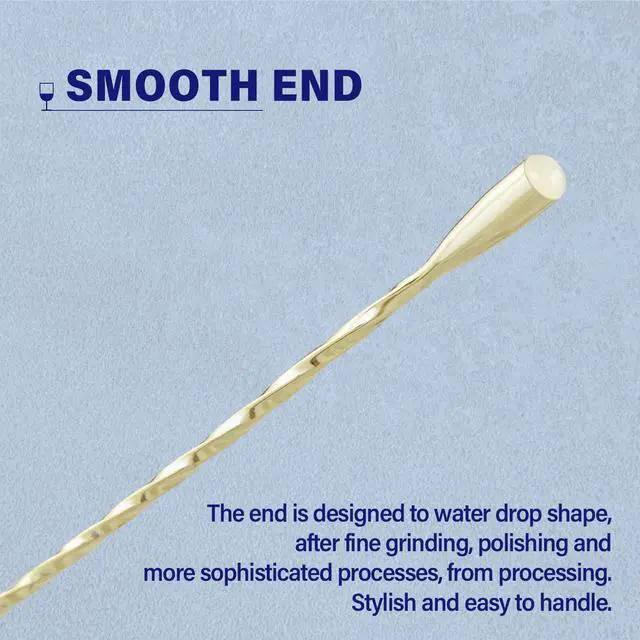 Alt view image 5 of 7 - 2 Pcs 12 Inches Bar Spoon, Long Handle Mixing Stirrers for Drink, Briout Stainless Steel Bar Cocktail Shaker Spoon, Gold