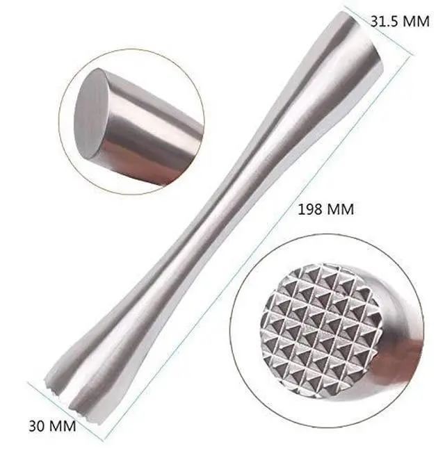 Alt view image 2 of 7 - 8" Muddler for Cocktails, Professional Stainless Steel Muddler for Old Fashioned Bitters, Creating Mojitos, Margaritas, Mint & Fruit Based Drinks- Ideal Home Bar, Bartender, Kitchen Masher Tool