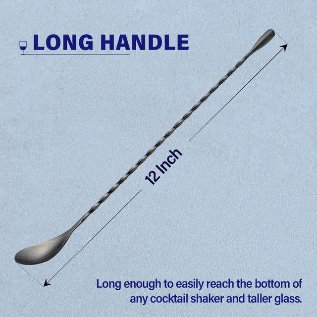 Alt view image 2 of 7 - Bar Spoon Cocktail Mixing Stirrers for Drink, Stainless Steel 12 Inches Long Handle, Black 2 Pieces