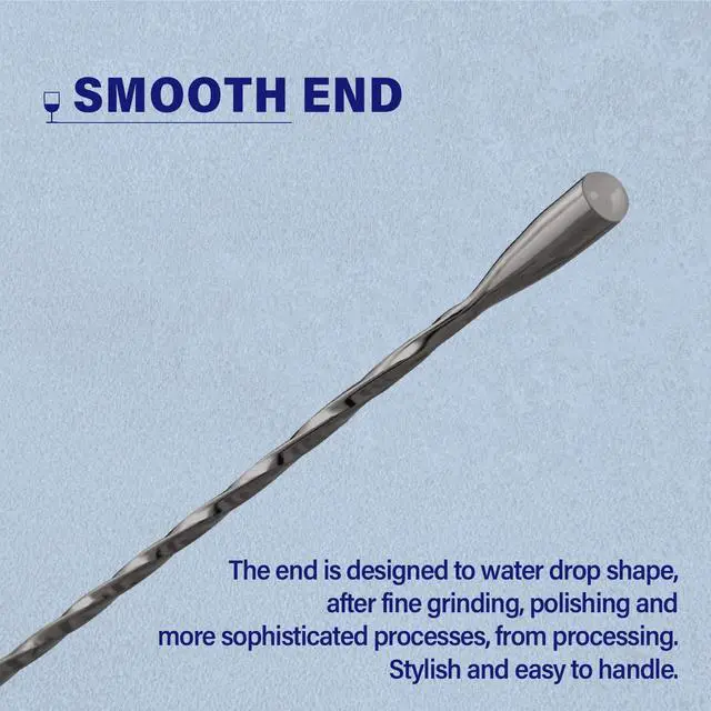 Alt view image 5 of 7 - Bar Spoon Cocktail Mixing Stirrers for Drink, Stainless Steel 12 Inches Long Handle, Black 2 Pieces