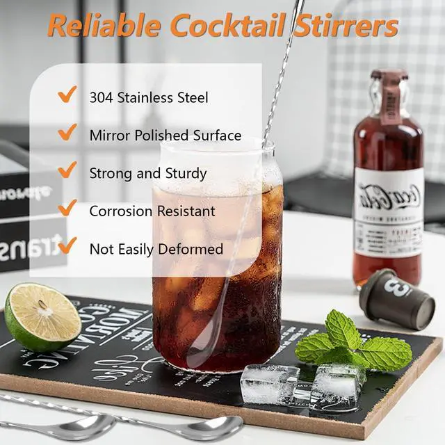 Alt view image 3 of 7 - 3 PCS 12 Inch Bar Spoon, Stirring Spoons, Cocktail Spoon, Drink Stirrer, Mixing Spoon Spiral Pattern Stainless Steel Cocktail Stirrers for Home or Bar Cocktail, Coffee, Ice Cream, Sundae (Silver)