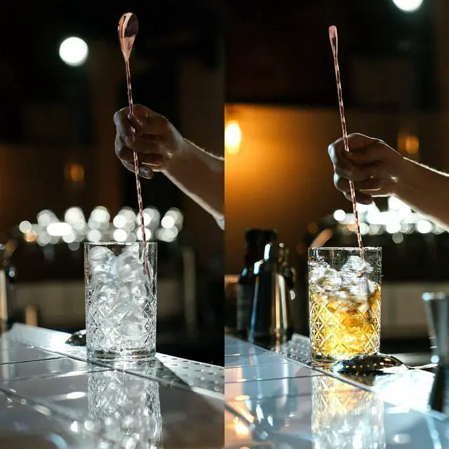 Alt view image 7 of 7 - 2 Pcs 12 Inches Bar Spoon, Long Handle Mixing Stirrers for Drink, Briout Stainless Steel Bar Cocktail Shaker Spoon, Rose Gold